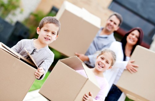 Packed boxes and furniture ready for transport during an Ealing removal