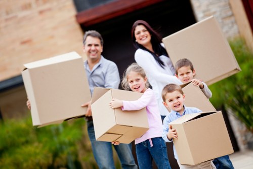 Packed boxes ready for removals in Ealing