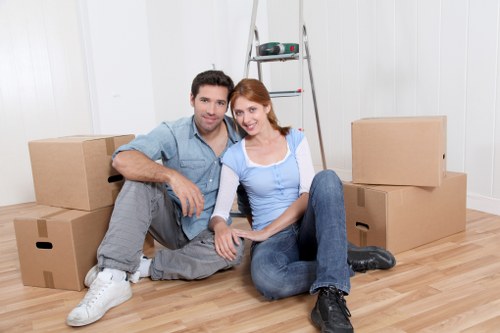 Packed moving boxes ready for a flat removal in Ealing apartment
