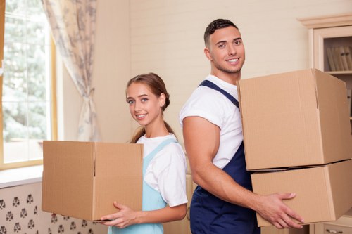 Office packing services in Ealing with labelled boxes and equipment
